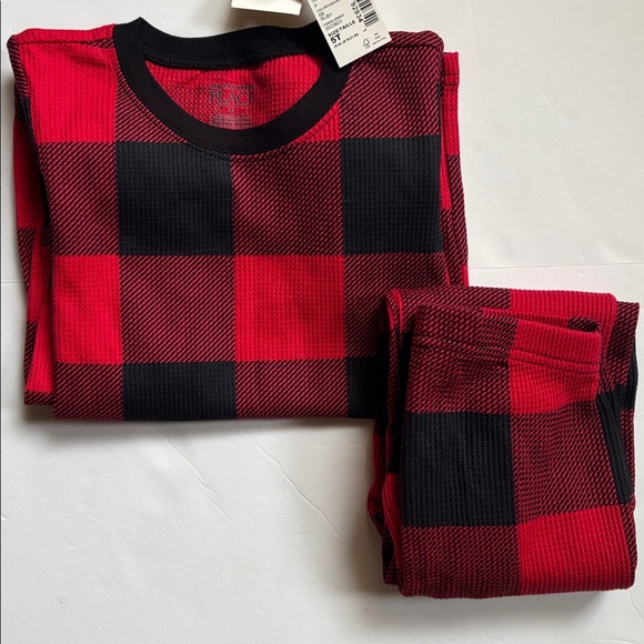 The Children’s Place | Red Plaid Long John Outfit Holiday Winter Set NWT Size 5T - Picture 8 of 8